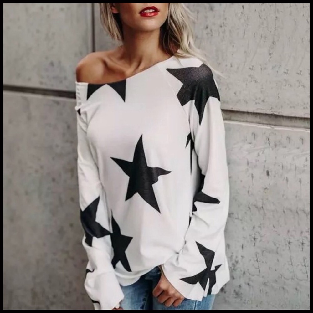 ❤️LAST❤️Off-the-Shoulder Star Top in Off White - Picture 3 of 3